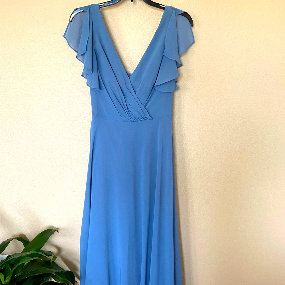 David’s Bridal Steele Blue Bridesmaid Dress